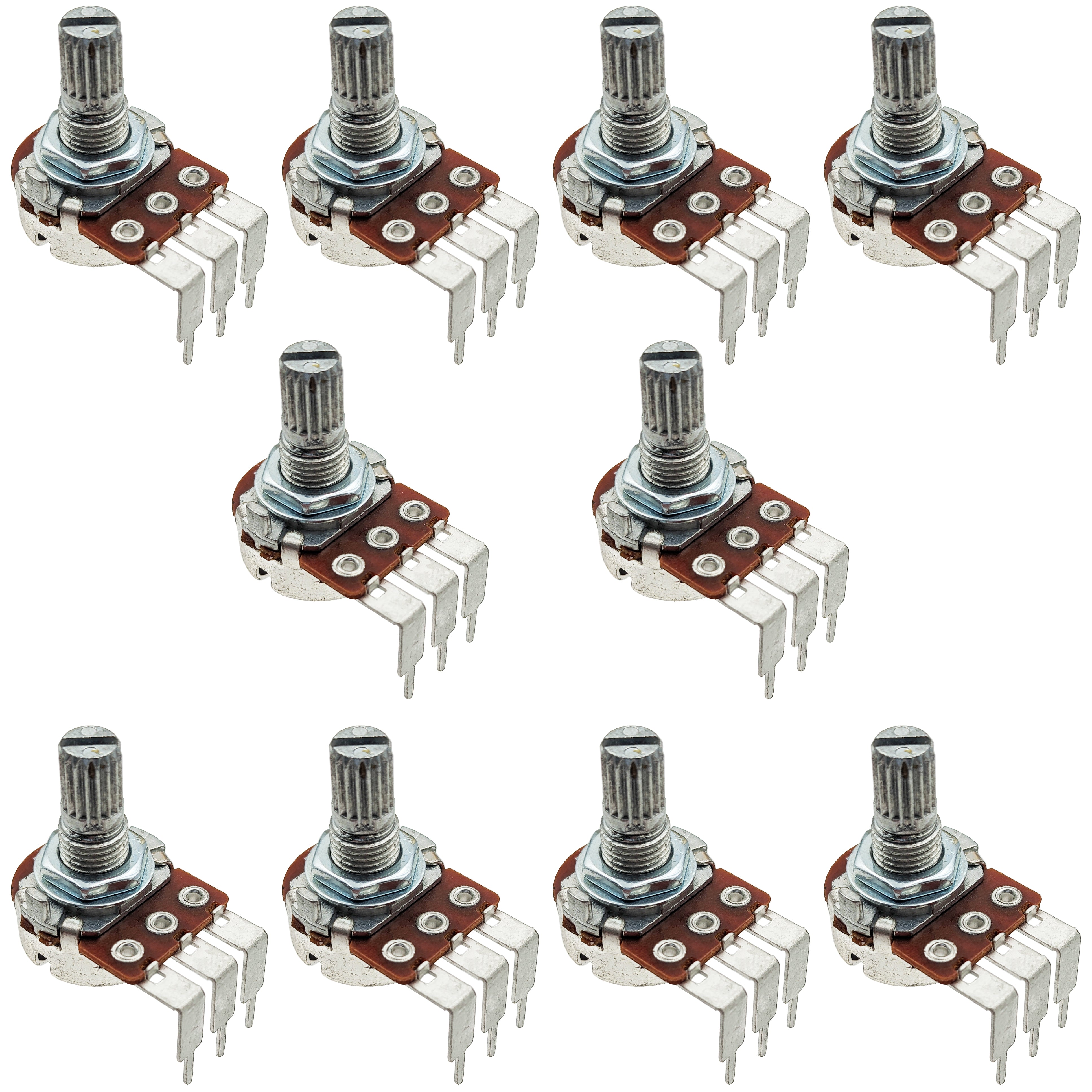 10 Pack 1K Ohm 1/4W Potentiometer, Panel/PC Mount, Serrated Shaft ...