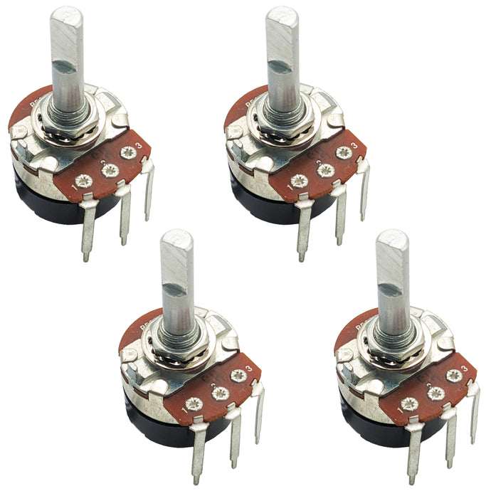 4 Pack 1/2W 500K Ohms Potentiometer, Single Turn, Round Shaft, Panel Mount
