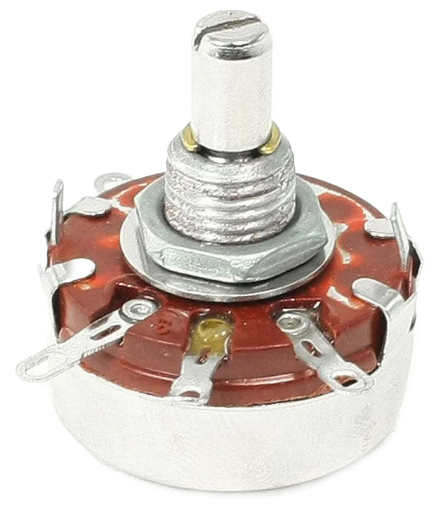 500KΩ 2W Single Turn Carbon Film Potentiometer, Panel Mount, Round Slotted Shaft