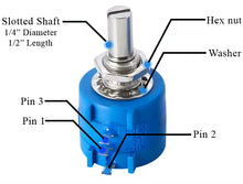 Load image into Gallery viewer, 500Ω 2W Multiturn Potentiometer, 10 Turns, Slotted Shaft, Panel Mount
