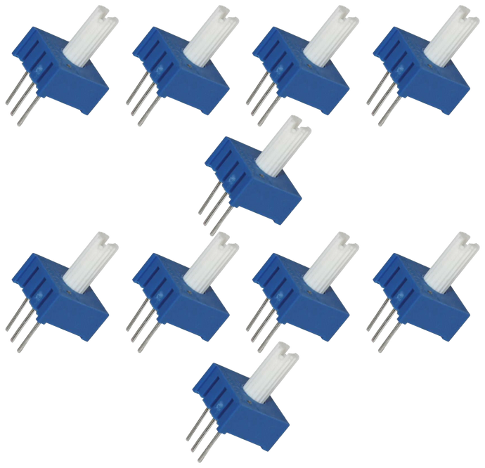 10 Pack 50K Ohm 1/2W Cermet Potentiometer, Single Turn with Shaft, ⅜-inch Size, PC Pins for Breadboard