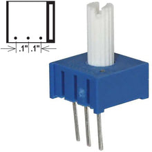Load image into Gallery viewer, 2M Ohm 1/2W Cermet Potentiometer, Single Turn with Shaft, ⅜-inch Size, PC Pins for Breadboarding
