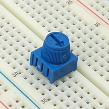 Load image into Gallery viewer, 500 Ohm Cermet Potentiometer, Single Turn with Knob, 0.1" Pin Spacing for Breadboards
