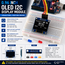 Load image into Gallery viewer, 0.96" OLED I2C IIC Display Module, 28x64 Pixel SSD1306 Mini Self-Luminous OLED Screen Board Compatible with Arduino &amp; Raspberry Pi

