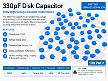 Load image into Gallery viewer, Ceramic Disc Capacitor ±20% 500V 330 pF - Pack of 100
