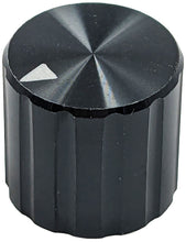 Load image into Gallery viewer, Ribbed 0.55-inch Knob for 1/4" Knurled Shaft Potentiometer, Glossy Black with White Indicator Arrow
