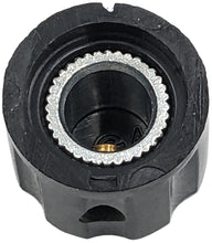 Load image into Gallery viewer, Fluted 0.58-inch Control Knob for 1/4&quot; Shaft, Set Screw, Boss Style Glossy Black with Silver Top &amp; White Indicator Line

