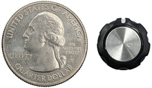 Load image into Gallery viewer, Fluted 0.58-inch Control Knob for 1/4&quot; Shaft, Set Screw, Boss Style Glossy Black with Silver Top &amp; White Indicator Line

