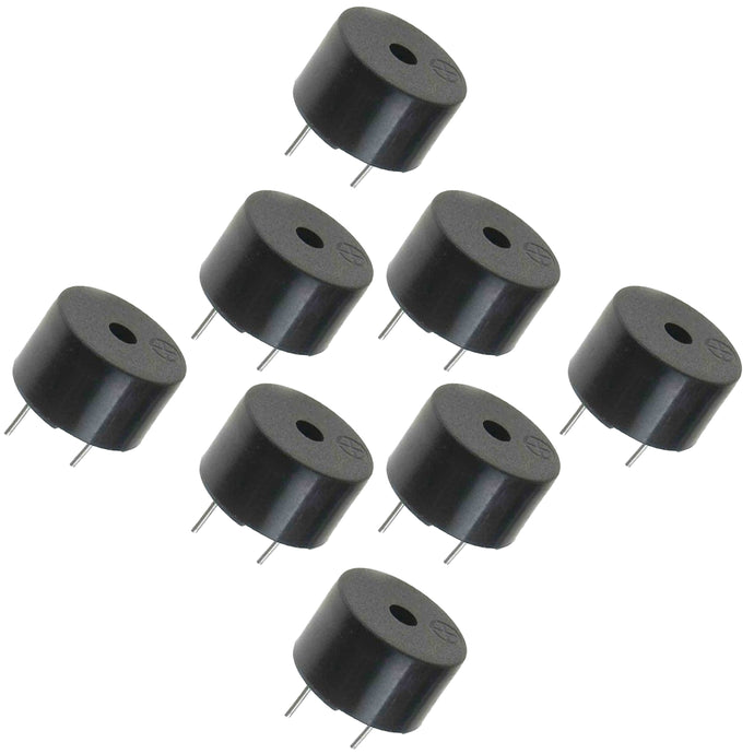 8 Pack 12VDC, 85dB 4000Hz Piezo Buzzer, Sealed, 13.8x7.5mm Size