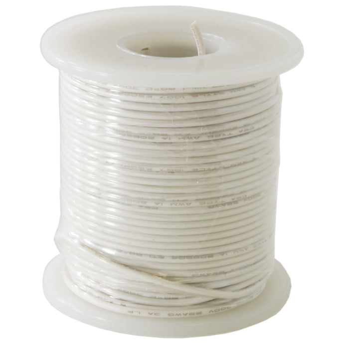 100 Feet White 22 Gauge Stranded Hook-Up Wire, Tinned Copper, PVC Insulation (Shade May Vary)