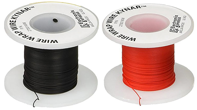 100ft Black and 100ft Red Wire Wrap 30 Gauge Solid Kynar Wire, PVDF Insulation