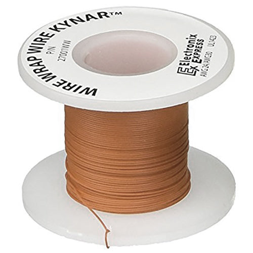 100 Feet Brown 30 Gauge Solid Kynar Wire Wrap Wire, Tinned Copper, PVDF Insulation