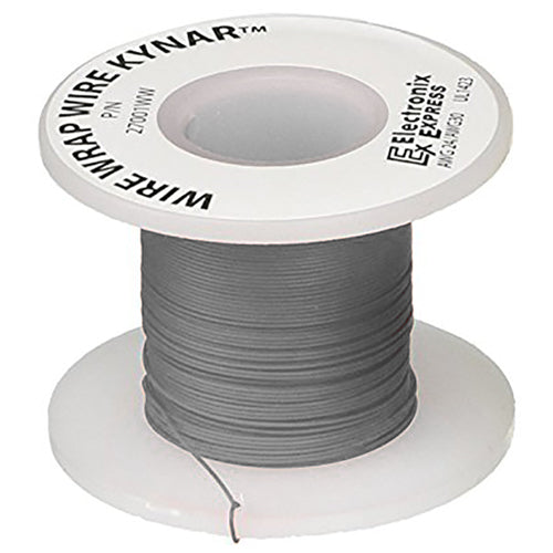 100 Feet Gray 30 Gauge Solid Kynar Wire Wrap Wire, Tinned Copper, PVDF Insulation
