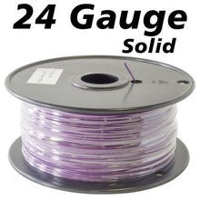 Load image into Gallery viewer, 1,000 Feet Purple 24 Gauge Solid Hook-Up Wire, Tinned Copper, PVC Insulation, UL 1007/1569, RoHS Compliant
