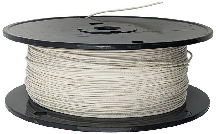 1,000 Feet White 24 Gauge Solid Hook-Up Wire, Tinned Copper, PVC Insulation, UL 1007/1569, RoHS Compliant