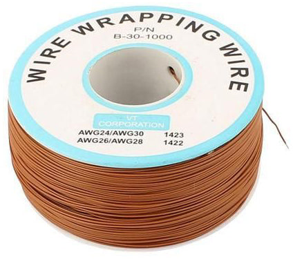 1000 Feet Brown 30 Gauge Solid Kynar Wire Wrap, PVDF Insulated Tinned Copper