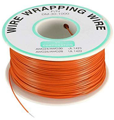1,000 Feet Orange 30 Gauge Solid Kynar Wire Wrap Wire, Tinned Copper, PVDF Insulation