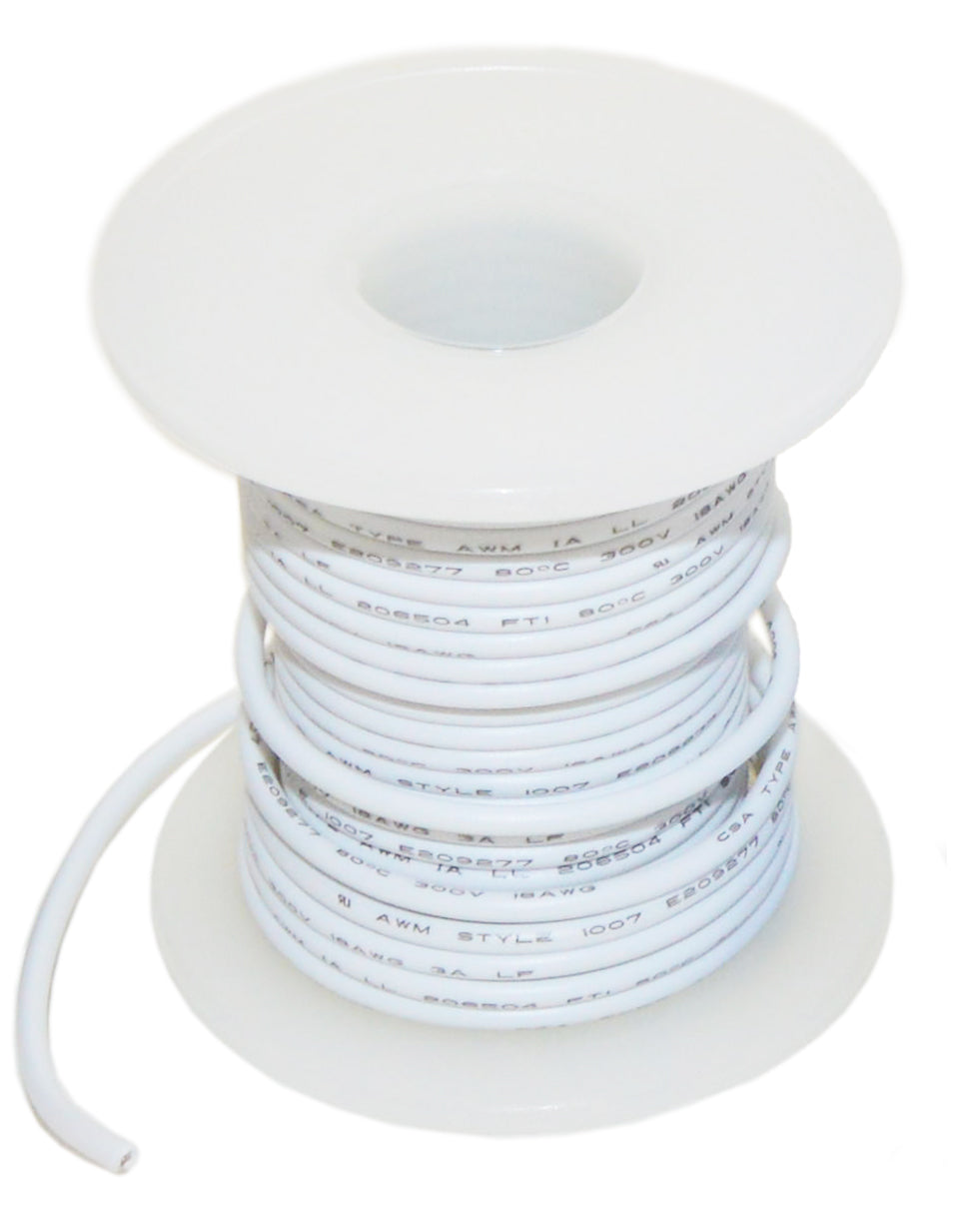 White 18 Gauge Stranded Hook Up Wire, 100 Foot Spool (Shade May Vary ...
