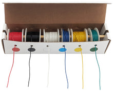 Load image into Gallery viewer, Solid 24 Gauge Hook Up Wire Kit - Includes 6 Different Color 25 Foot Spools, Tinned Copper, PVC Insulated

