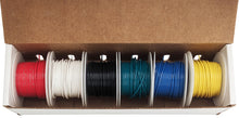 Load image into Gallery viewer, Stranded 26 Gauge Hook Up Wire Kit - Includes 6 Different Color 25 Foot Spools, Tinned Copper, PVC Insulated
