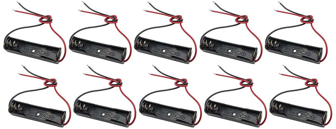 50 Pack Single AAA Battery Holder with Wire Leads - Plastic, Color: Black, Size: 1.97