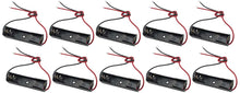 Load image into Gallery viewer, 100 Pack Single AAA Battery Holder with Wire Leads - Plastic, Color: Black, Size: 1.97"×0.53"×0.49"
