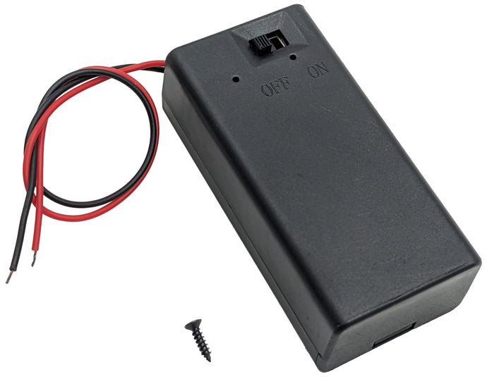 9V Battery Holder with Cover, ON/OFF Switch, Red & Black Wire Leads