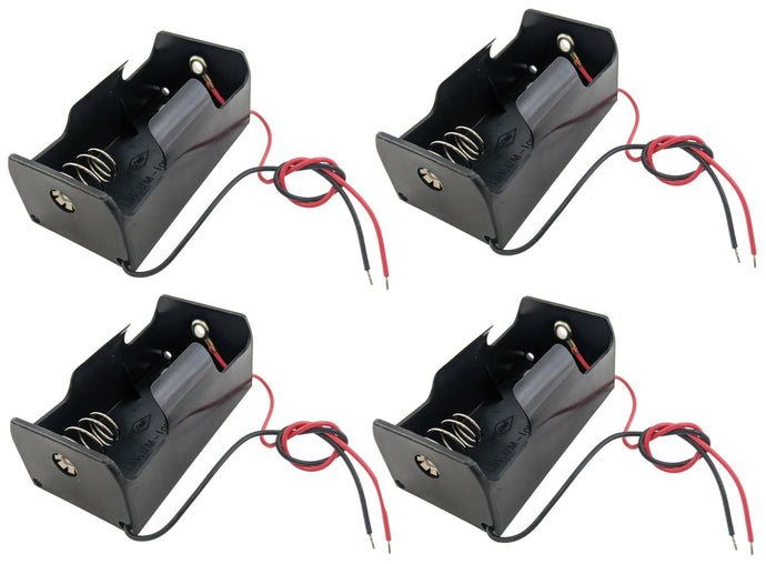 4 Pack Single 'D' Cell Battery Holder with Wire Leads, Plastic Case (2.71