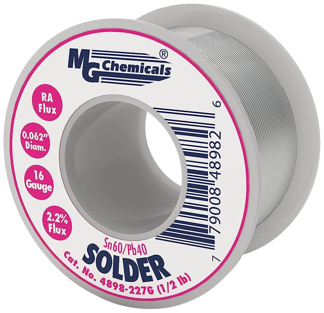 MG Chemicals 60/40 Rosin Core Leaded Solder, 0.062
