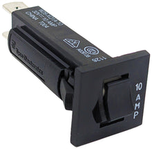 Load image into Gallery viewer, Thermal Circuit Breaker, 10A, 1 Pole, 32 VDC, 250 VAC, Snap-in Panel Mount
