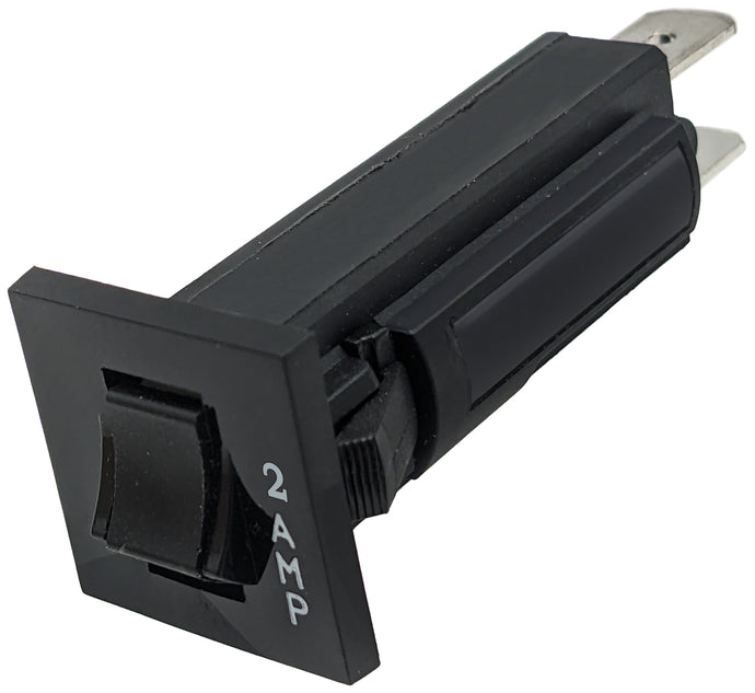 2A Thermal Circuit Breaker, 1 Pole, 250V AC / 32V DC, Snap-in Panel Mount with Push to Reset Actuator (W28-XQ1A-2)