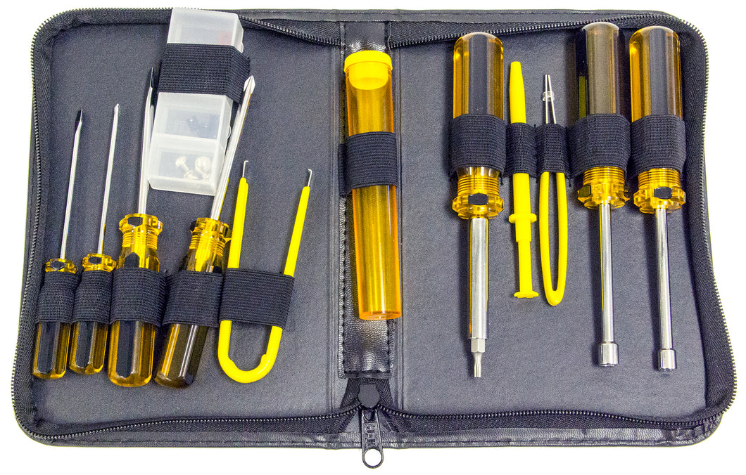 Computer Tool Kit with Case - Includes Screwdrivers, IC Extractor, Screws, and More (Model CTK12)
