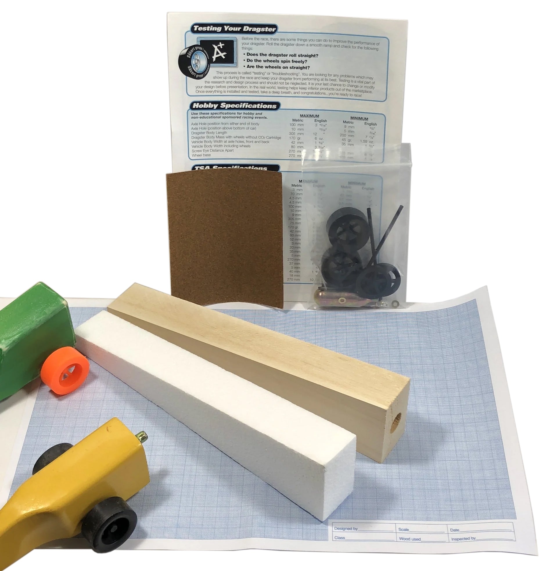 Basswood Co2 Dragster Prototype & Build Kit - Includes Instructions an ...