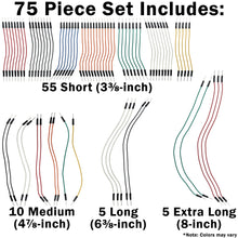 Load image into Gallery viewer, 75 Pack Flexible Solderless Breadboard Jumper Wires Male to Male, 4 Different Lengths
