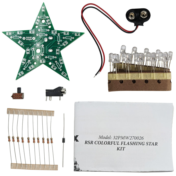 D.I.Y. Colorful Flashing Star Soldering Practice Electrical Engineering Kit, Intermediate Skill Level