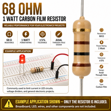 Load image into Gallery viewer, Carbon Film Resistors 5% 1W 68 Ohms - Pack of 200
