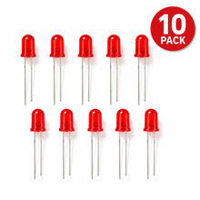 Load image into Gallery viewer, 10 Pack Diffused Lens LEDs - Standard - Bright Red - 5mm
