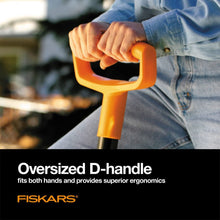 Load image into Gallery viewer, Fiskars Square Garden Spade Shovel - Steel Flat Shovel with 48&quot; D-Handle - Heavy Duty Garden Tool for Digging, Lawn Edging, and Weed Removal - Black/Orange (96676933J)
