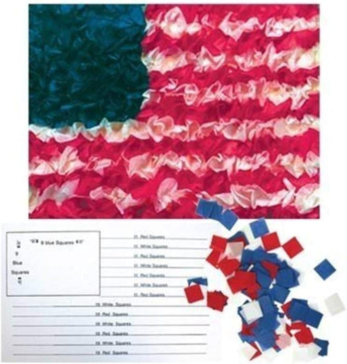 Hygloss American Flag Craft Tissue Paper Kit - Includes Enough Pieces to Craft 10 Flags - DIY US Flag Decorations - 5.5” x 8.5” Inches