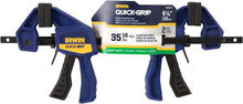 Load image into Gallery viewer, IRWIN 2 Pack QUICK-GRIP Bar Clamps for Small Craft Projects, One-Handed, Micro, 4-1/4&quot; (1964747)
