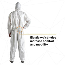 Load image into Gallery viewer, 3M Disposable Protective Coverall, White, Hooded with Elastic Cuff, Two-way Zipper, Antistatic, Painting and Coating, Food Safety, Size Medium (4510-M)
