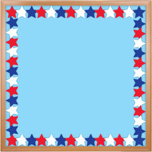Load image into Gallery viewer, 12 Strips (36 Feet Total) of Red, White, &amp; Blue Patriotic Stars - Classroom Border Decoration
