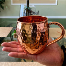 Load image into Gallery viewer, 8 Pack Pure Copper Moscow Mule Mugs - Each Hammered Mug Holds 18 Ounces
