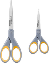 Load image into Gallery viewer, Westcott 7” and 5” Pointed Titanium-Bonded Crafting Scissors with Soft Handles, Gray/Yellow (‎13824)

