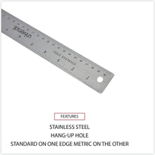 Load image into Gallery viewer, Universal 12-inch Standard/Metric Stainless Steel Ruler with Cork Back and Hanging Hole (UNV59023)
