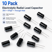 Load image into Gallery viewer, 10 Pack Electrolytic Radial Lead Capacitor 35V 470µF
