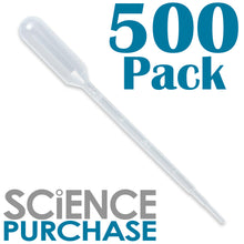 Load image into Gallery viewer, 500 Pack Plastic Transfer Pipettes, Graduated to 1mL, 0.25mL Graduation
