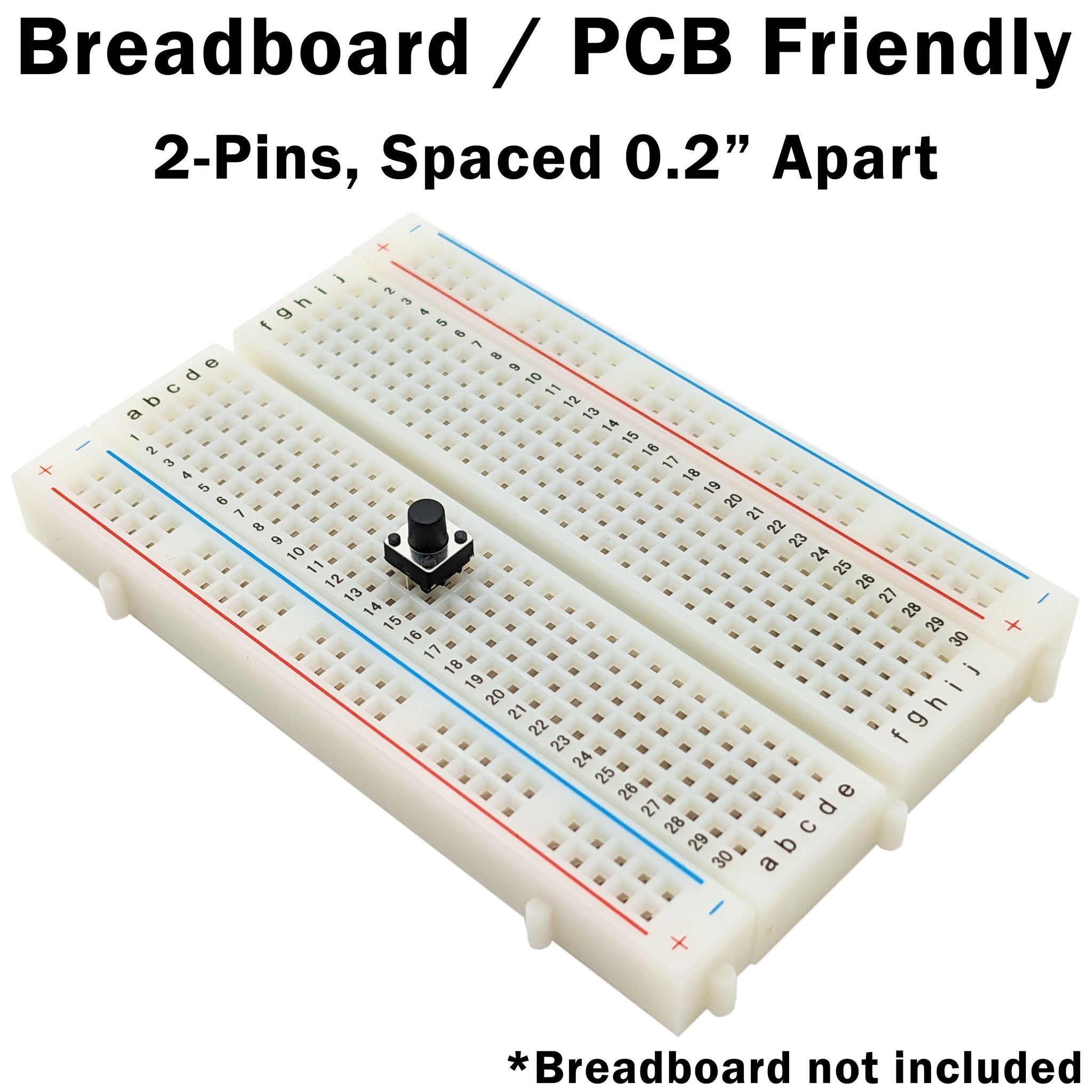 Momentary Tactile Push Button Switch, 2-Pin Through Hole Mount for PCB ...