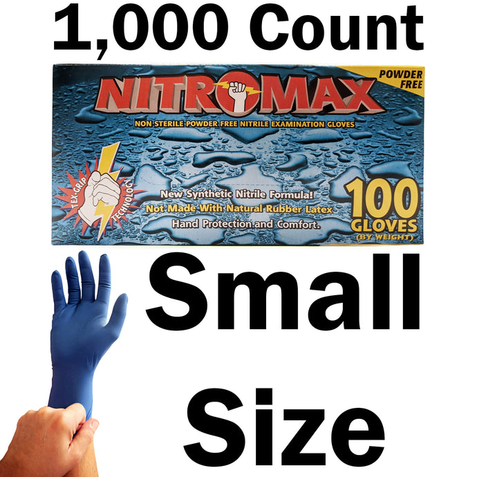 1,000 Count SIZE SMALL Powder-Free Nitrile Gloves, 5 Mil, Food Grade, Disposable (Blue Color)