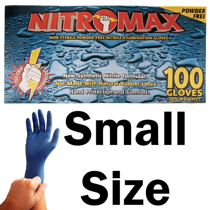 100 Count SIZE SMALL Powder-Free Nitrile Gloves, 5 Mil, Food Grade, Disposable (Blue Color)
